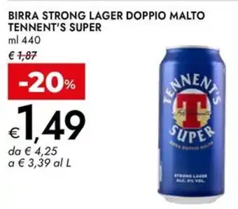 Bennet Birra strong lager doppio malto TENNENT'S SUPER offerta