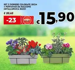 Bennet Set 2 fioriere colorate 50cm + portavasi da balcone metallurgica buzzi offerta