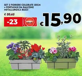 Bennet Set 2 fioriere colorate 50cm + portavasi da balcone metallurgica buzzi offerta