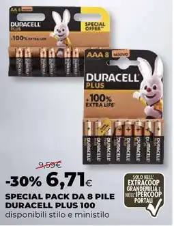 Extracoop Special pack da 8 pile duracell plus 100 offerta