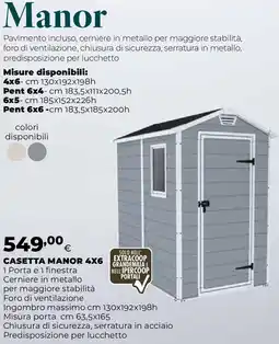 Extracoop Casetta MANOR 4x6 offerta