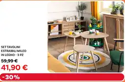 Max Factory Set tavolini estraibili mileo in legno - 3 pz offerta