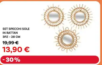 Max Factory Set specchi sole in rattan offerta