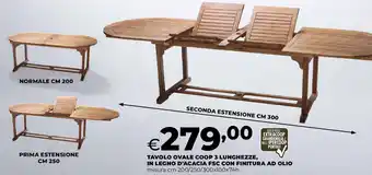 Extracoop Tavolo ovale coop 3 lunghezze, in legno d'acacia fsc con finitura ad olio offerta