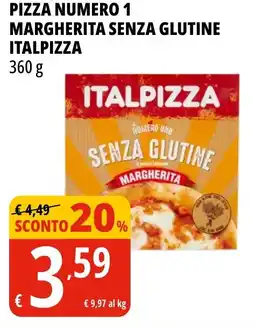 Tigros Pizza numero 1 margherita senza glutine ITALPIZZA offerta