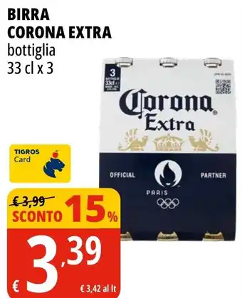 Tigros Birra CORONA EXTRA bottiglia offerta