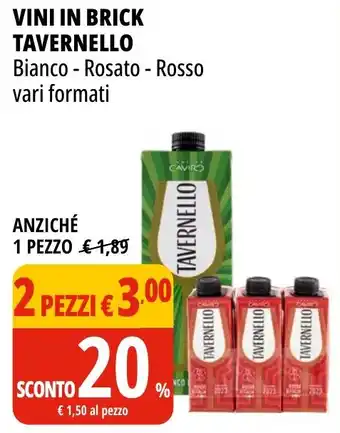 Tigros Vini in brick TAVERNELLO offerta