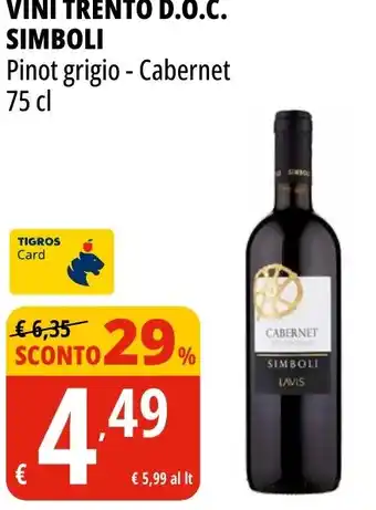 Tigros Vini trento d.o.c. SIMBOLI offerta