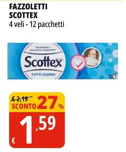 Tigros Fazzoletti scottex 4 veli - 12 pacchetti offerta