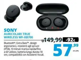 Comet Sony Auricolari True Wireless WF-XB700 offerta