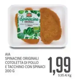 Supermercati Piccolo Aia spinacine originali cotoletta di pollo e tacchino con spinaci offerta