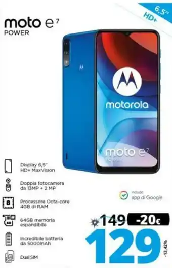 Comet Motorola moto e7 Power offerta