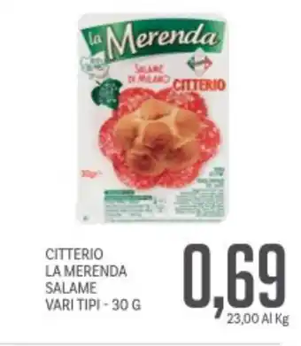 Supermercati Piccolo Citterio la merenda salame vari tipi offerta