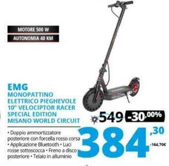Comet EMG Monopattino Elettrico Pieghevole 10" Velociptor Racer Special Edition Misano World Circuit offerta