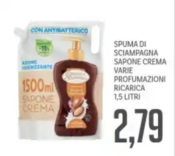 Supermercati Piccolo Spuma di sciampagna sapone crema varie profumazioni ricarica offerta