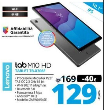 Comet Lenovo tab M10 HD Tablet TB-X306F offerta