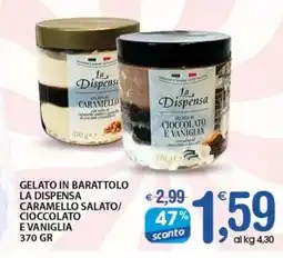 Qui Discount Gelato in barattolo la dispensa caramello salato/ cioccolato e vaniglia offerta