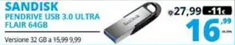 Comet Sandisk Pendrive USB 3.0 Ultra Flair 64GB offerta