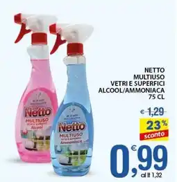 Qui Discount Netto multiuso vetri e superfici alcool/ammoniaca offerta