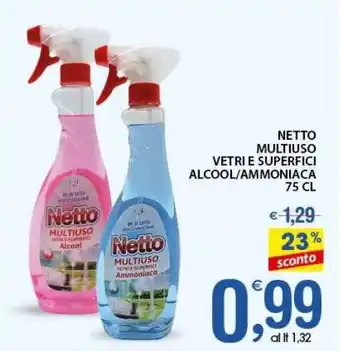 Qui Discount Netto multiuso vetri e superfici alcool/ammoniaca offerta