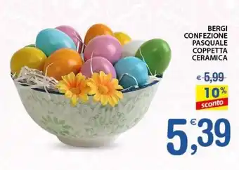 Qui Discount Bergi confezione pasquale coppetta ceramica offerta