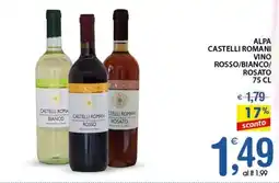 Qui Discount Alpa castelli romani vino rosso/bianco/ rosato offerta