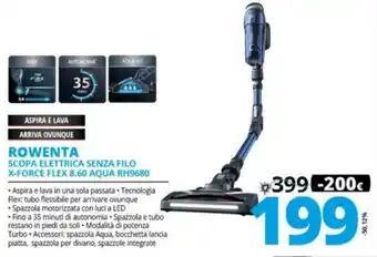 Comet Rowenta Scopa Elettrica Senza Filo X-Force Flex 8.60 Aqua RH9680 offerta