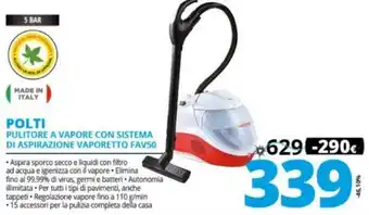 Comet Polti Pulitore A Vapore con Sistema Di Aspirazione Vaporetto FAV50 offerta