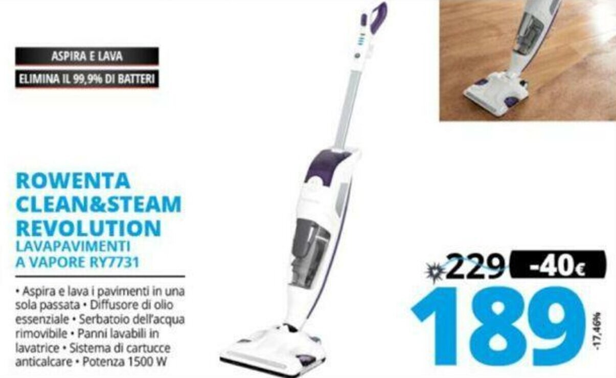 Rowenta Clean \u0026 Steam Revolution offerta di Comet