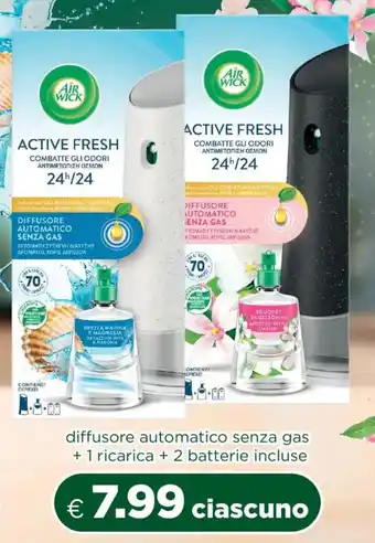 Acqua & Sapone AIR WICK diffusore automatico senza gas +1 ricarica + 2 batterie incluse offerta