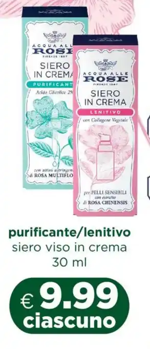 Acqua & Sapone ACQUA ALLE ROSE purificante/lenitivo siero viso in crema offerta