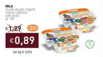 Prezzemolo e Vitale MILA Gusto Gusto Yogurt Senza Lattosio vari gusti offerta