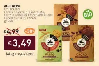 Prezzemolo e Vitale ALCE NERO Frollini Bio Cacao e Gocce di Cioccolato offerta