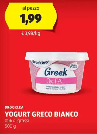 ALDI Brooklea yogurt greco bianco offerta