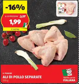 ALDI Il podere ali di pollo separate offerta