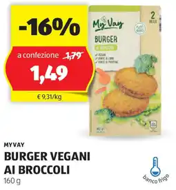 ALDI Myvay burger vegani ai broccoli offerta