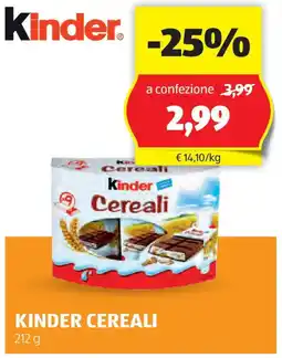 ALDI Kinder cereali offerta