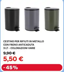 Max Factory Cestino per rifiuti in metallo con freno anticaduta 3 lt colorazioni varie offerta