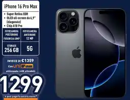 Unieuro iPhone 16 Pro Max offerta