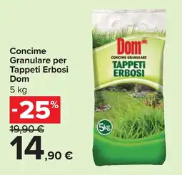 Carrefour Concime Granulare per Tappeti Erbosi Dom offerta