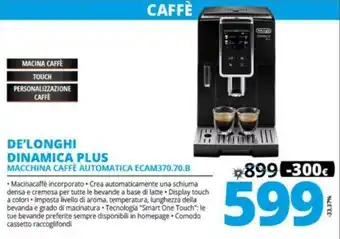 Comet De'Longhi Dinamica Plus Macchina Caffé Automatica ECAM370.70.B offerta