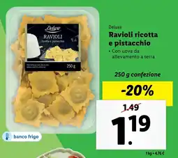 Lidl Deluxe Ravioli ricotta e pistacchio offerta