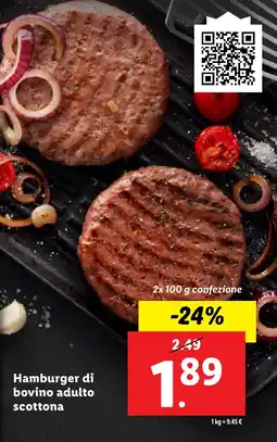 Lidl Hamburger di bovino adulto scottona offerta