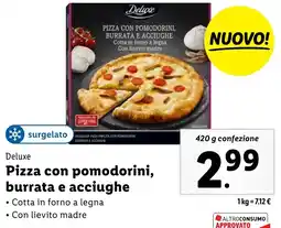 Lidl Deluxe Pizza con pomodorini, burrata e acciughe offerta