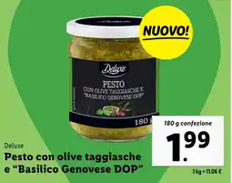 Lidl Deluxe Pesto con olive taggiasche e "Basilico Genovese DOP" offerta