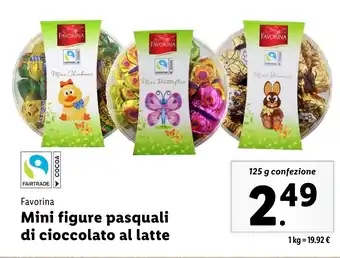 Lidl Favorina Mini figure pasquali di cioccolato al latte offerta