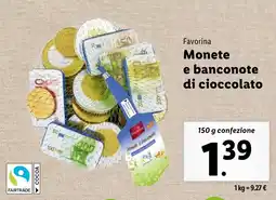 Lidl Favorina Monete e banconote di cioccolato offerta