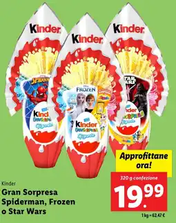 Lidl Kinder Gran Sorpresa Spiderman, Frozen o Star Wars offerta