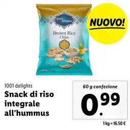 Lidl 1001 delights Snack di riso integrale all'hummus offerta