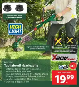 Lidl PARKSIDE Tagliabordi ricaricabile offerta